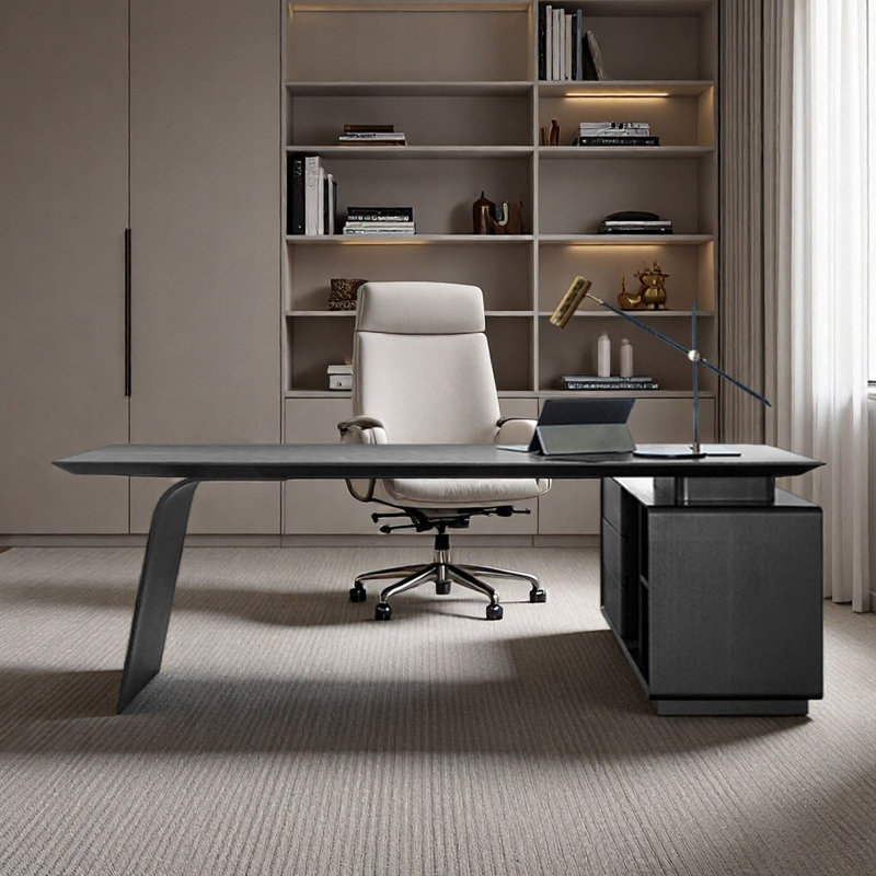 Bureau de rangement, bureau d'écriture, bureau d'angle, H 29,92 po x l 86,61 po x P 31,5 po, Noir