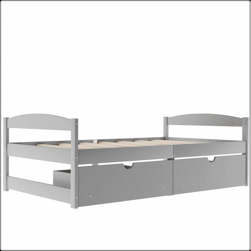 Lit plateforme simple avec deux tiroirs Léger et élégant: la combinaison parfaite de fonctionnalité et d'esthétique, gris