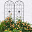 Treillis en métal 86,7 po x 19,7 po, paquet de 4, antirouille pour plantes grimpantes d'extérieur, tuyau rond galvanisé noir, support à fleurs double