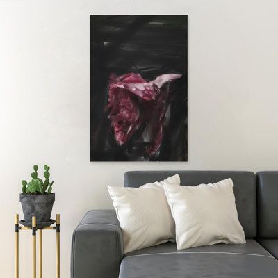 Rose rose sur fond noir 1 - 1 pièce, impression sur toile tendue