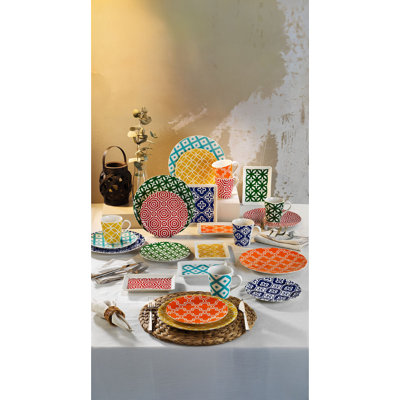 Elegant 24-Piece Breakfast Set, 100% Porcelain | Includes 6 Service Plates (10.6 inches), 6 Cake Serving Plates (8.3 inches), 6 Food Presentation Plates (5.1 x 7.1 inches), 6 Mugs | Microwave Safe, Perfect for Stylish Dining