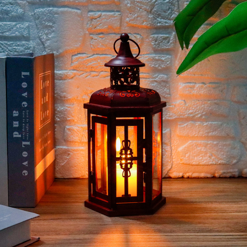 Decorative Candle Lantern 10“H Vintage Hanging Lantern