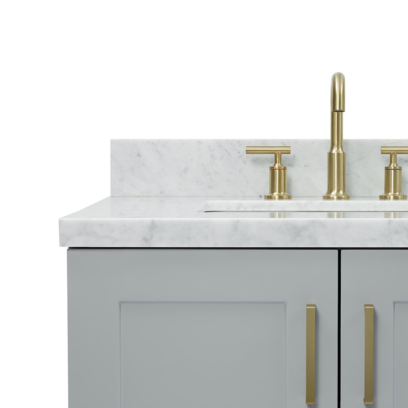 73 IN.  Single Bathroom Vanity, Gray, Rectangular,  White Quartz