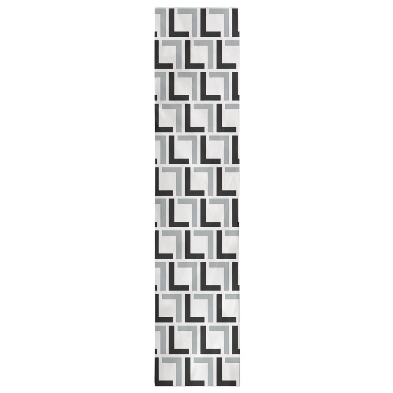 Chemin de table Carolina, 72 po x 16 po, Coton, Blanc / noir / argent 2