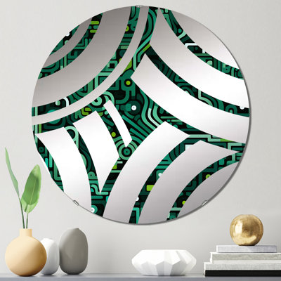 Green Techno Fusion Maze - Centre Wave Decorative Mirror