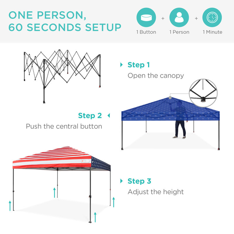 American Flag 10x10ft Easy Setup Pop Up Canopy Tent