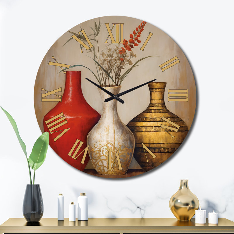 Très grande horloge murale Boho Pottery, Très grand