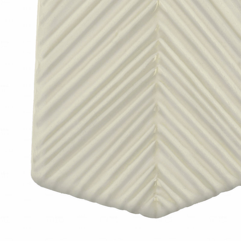 29" Art-Deco Ceramic Table Lamp – Geometric Column Base + Ivory Linen Drum Shade