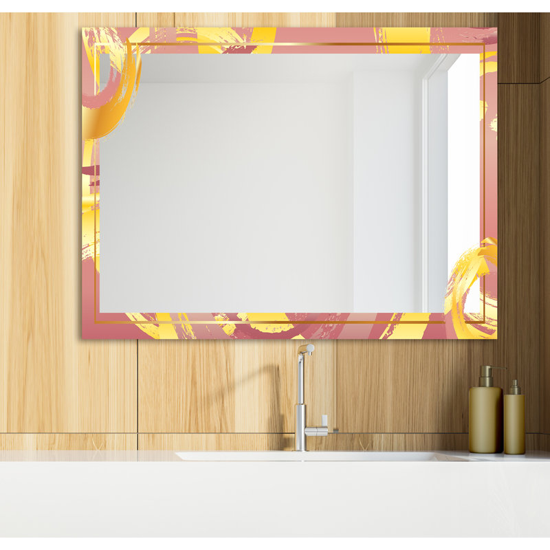 Glam Bathroom/Vanity Mirror, Gold and Pink Frame 5, 32" H x 24" W