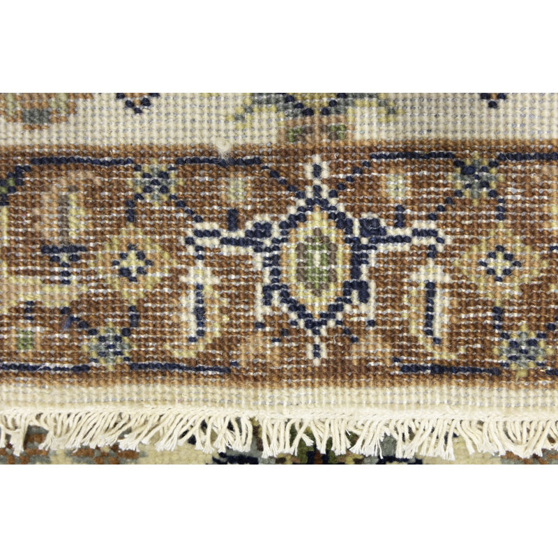Tapis de couloir oriental crème en laine noué à la main 2 pi 6 po x 10 pi 2 po