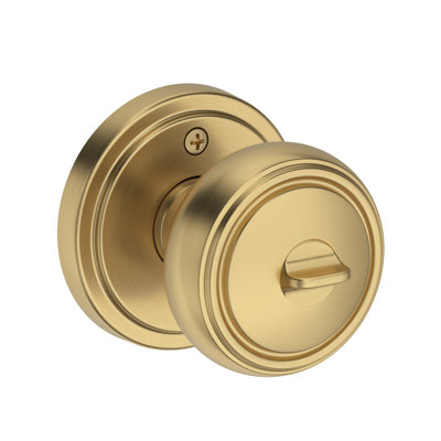 Bremerton Keyed Entry Knob with Stepped Round Rose in Lifetime (PVD) Satin Brass