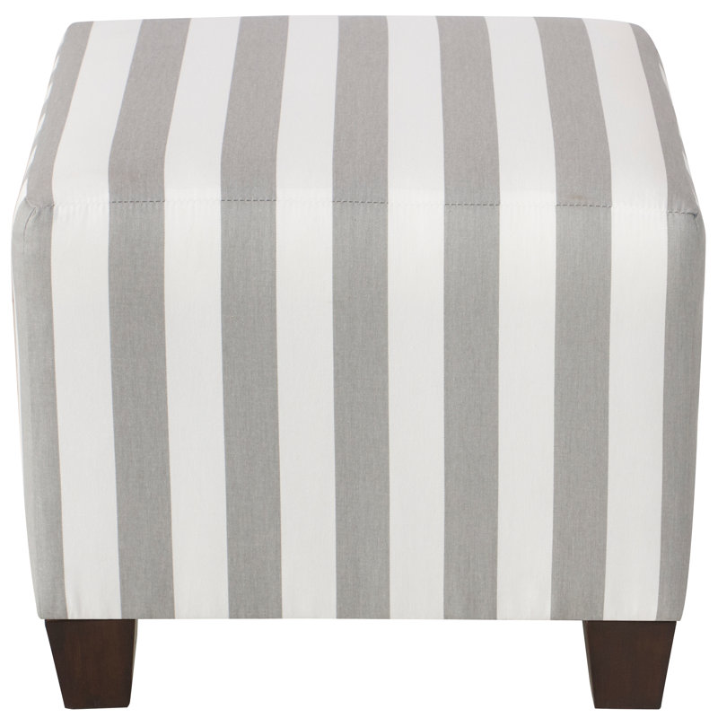 Fernando Upholstered Ottoman, Canopy Stripe Grey White