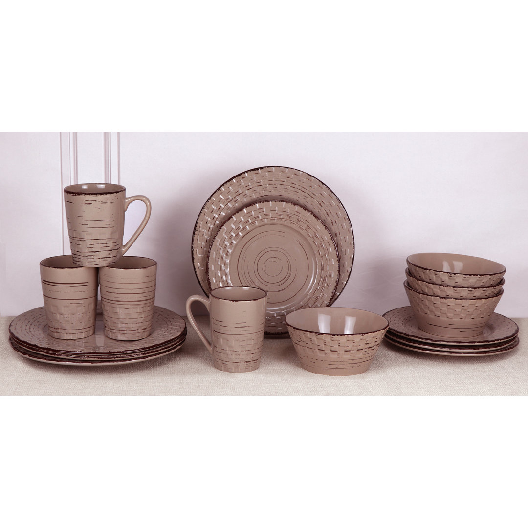 Piece Stoneware Dinnerware Set - Service for 4 Lorren Home Trends 