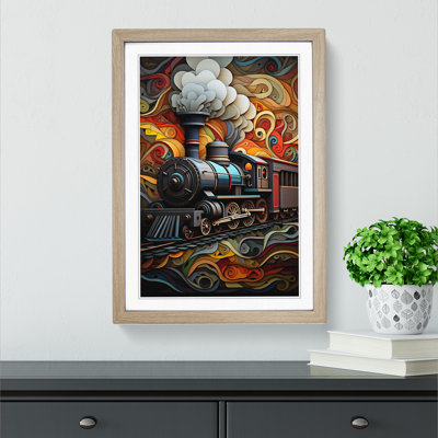 Steam Train Geometric - Framed Print