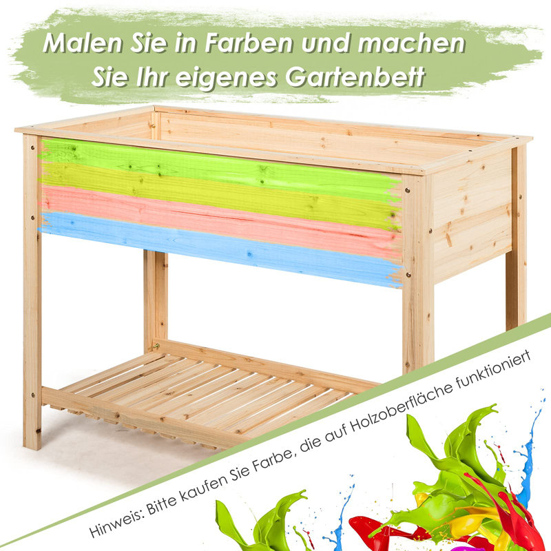Wood Elevated Planter, 80.5cm H x 91.5cm W x 40.5cm D
