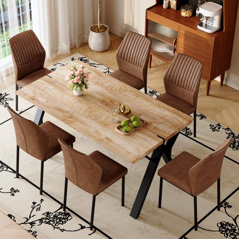 Ensemble de table de salle à manger Farmhouse pour 4 à 6 personnes, ensemble de table de cuisine en bois de style rustique