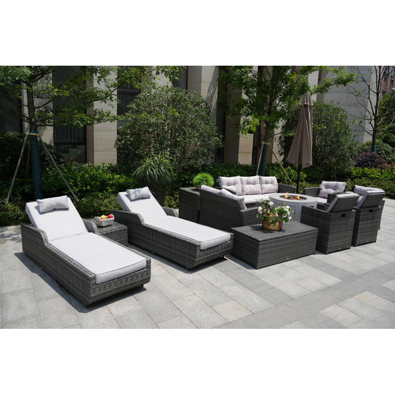 Almanza 11 - Person Patio Conversation Set with Cushions