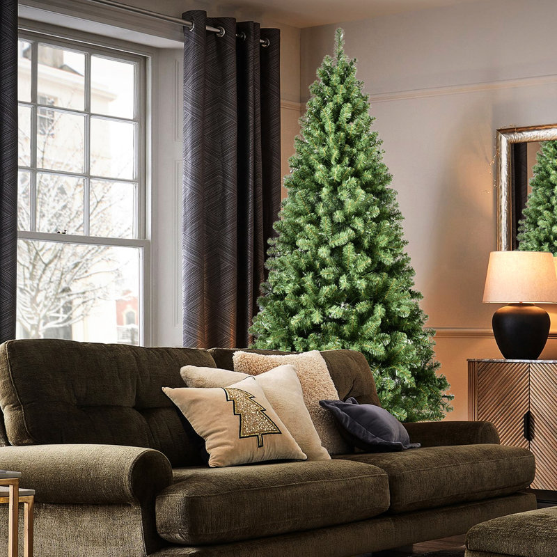 Arbre artificiel de 9 pi pour Noël, 650 lumières ultralégères, pointes épaisses de 1930, conception à dépliage automatique, arbre de base stable, éclairage, caractéristique de branche pleine, support robuste