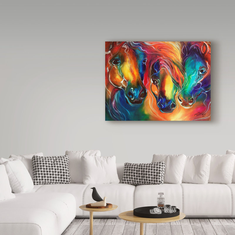 Duniya «Color My World With Horses», reproduction de peinture acrylique sur toile tendue, H 14 po x l 19 po x P 2 po