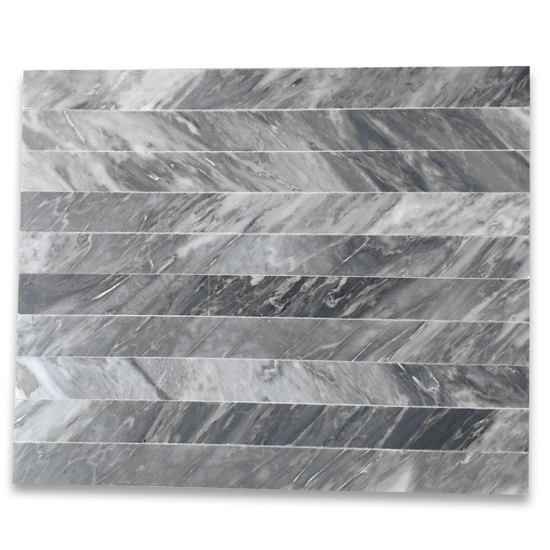 Carreau de mosaïque en marbre 1 po x 12 po Bardiglio, Gris foncé