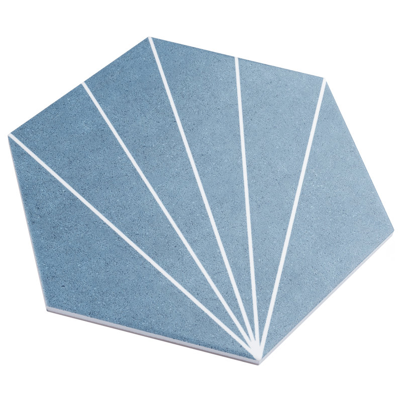 Aster 9" x 10" Porcelain Patterned Wall & Floor Tile, Blue