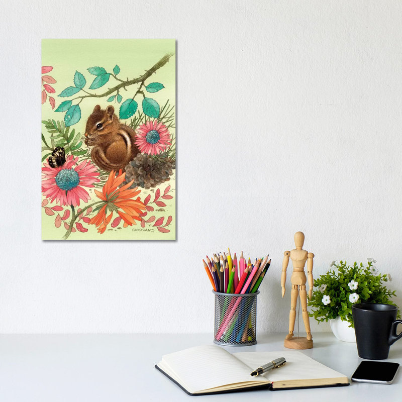 Chipmunk's Friend - Wrapped Canvas Print, 20.32 cm H x 30.48 cm W