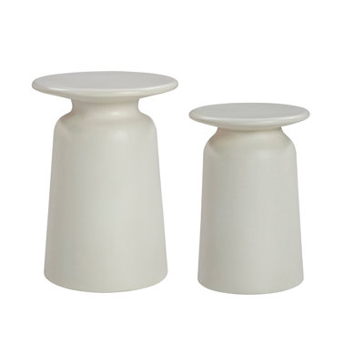 Bukovsko Indoor Outdoor 2-Piece Table Set In White Concrete Finish