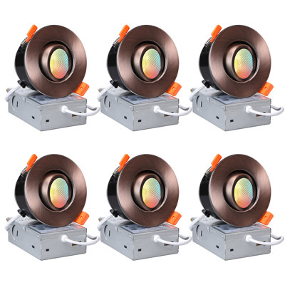 3 Inch LED Gimbal Recessed Light with J-Box, 5CCT 10-100% Dimmable, 35W Eqv.