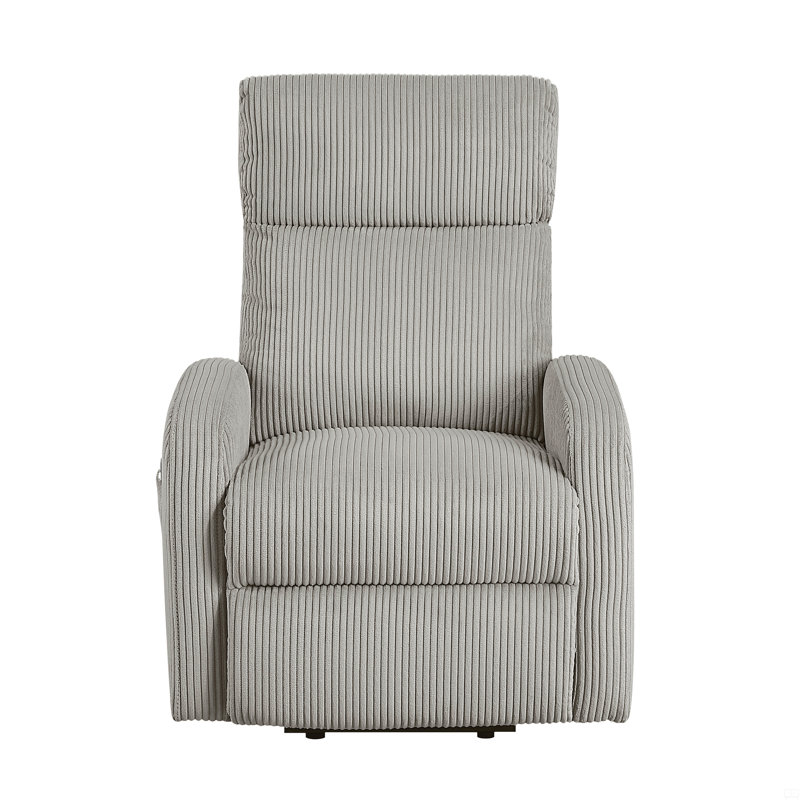 Power Lift Chair Recliner 1Pc Plush Corduroy Upholstery, Light Gray