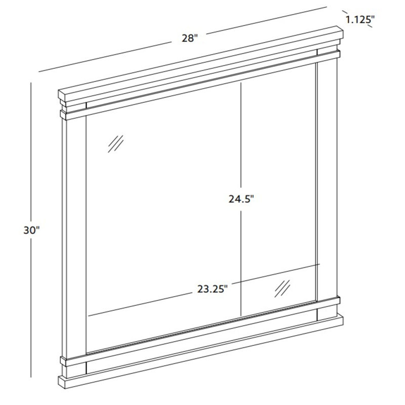 Lankford Wood Mirror, 28 x 1.25 x 30, White