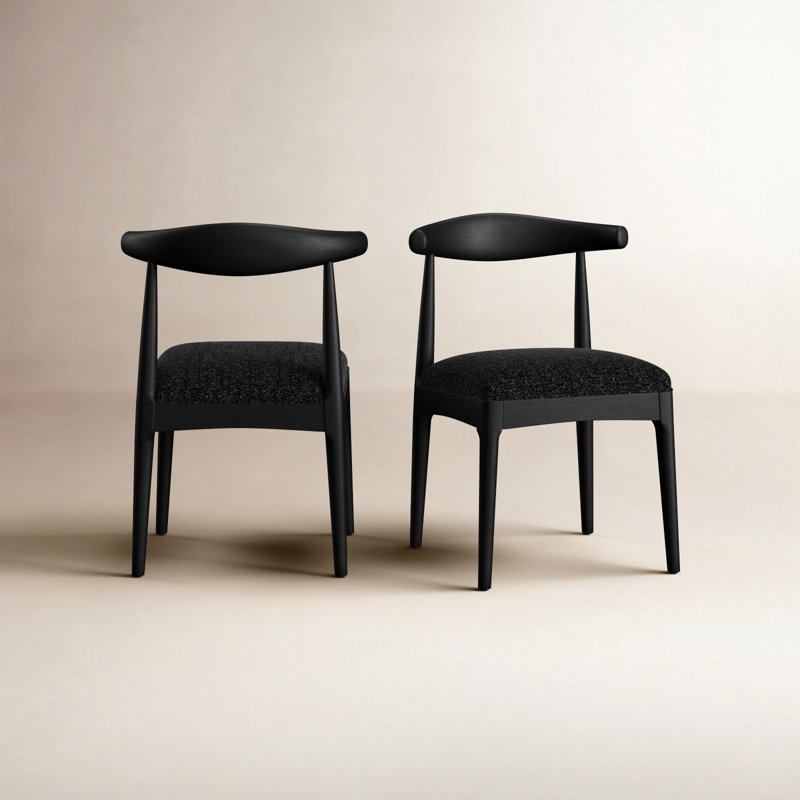Chaise d'appoint rembourrée Ione Asheboro, Tweed texturé noir, Noir