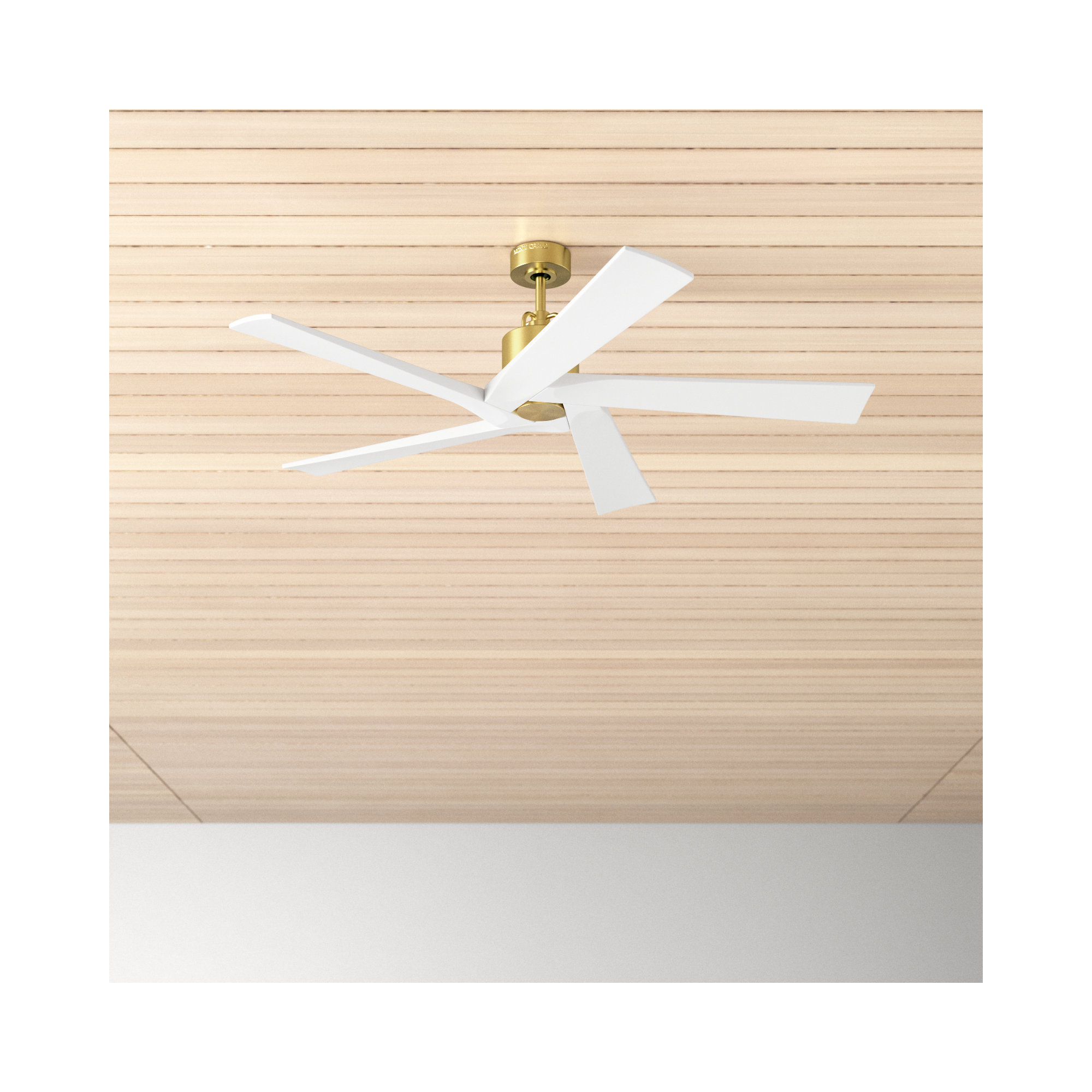 Adalai 70" 5 - Blade Standard Ceiling Fan with Remote Control, Burnished Brass/Matte White, 70" Wide