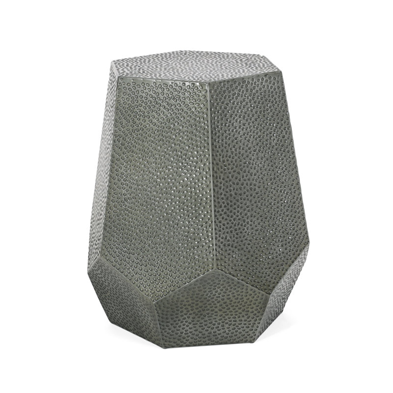 23" Silver Iron Hexagonal Pedestal End Table