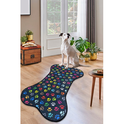 Tapis noir en polyester Novelty Ryden