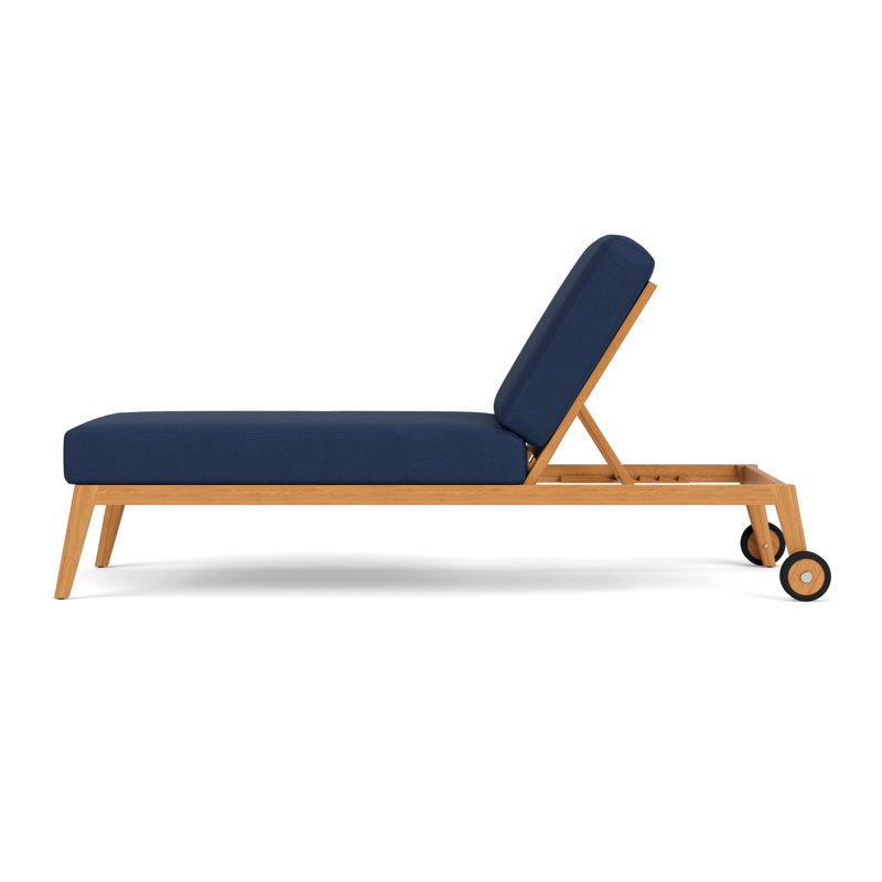 Alpine Outdoor Teak Chaise Lounge, Sandberg Navy