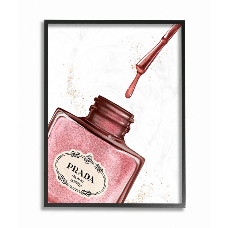 «Mak dégagement de vernis à ongles brosse rose Drip Fashion Design», art textuel, H 20 po x l 16 po