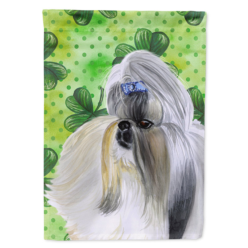 40 x 28 po en polyester à 2 côtés de la st patrick drapeau maison, Shih Tzu Gris