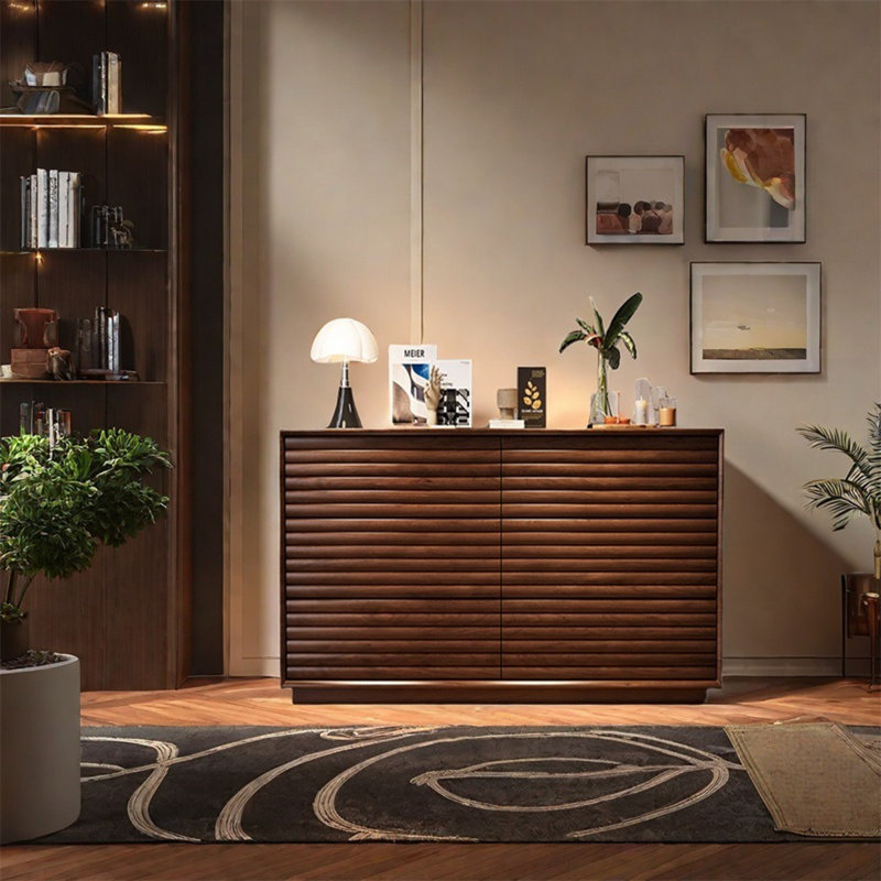 Elegant Cherry Wood Storage Cabinet, Walnut