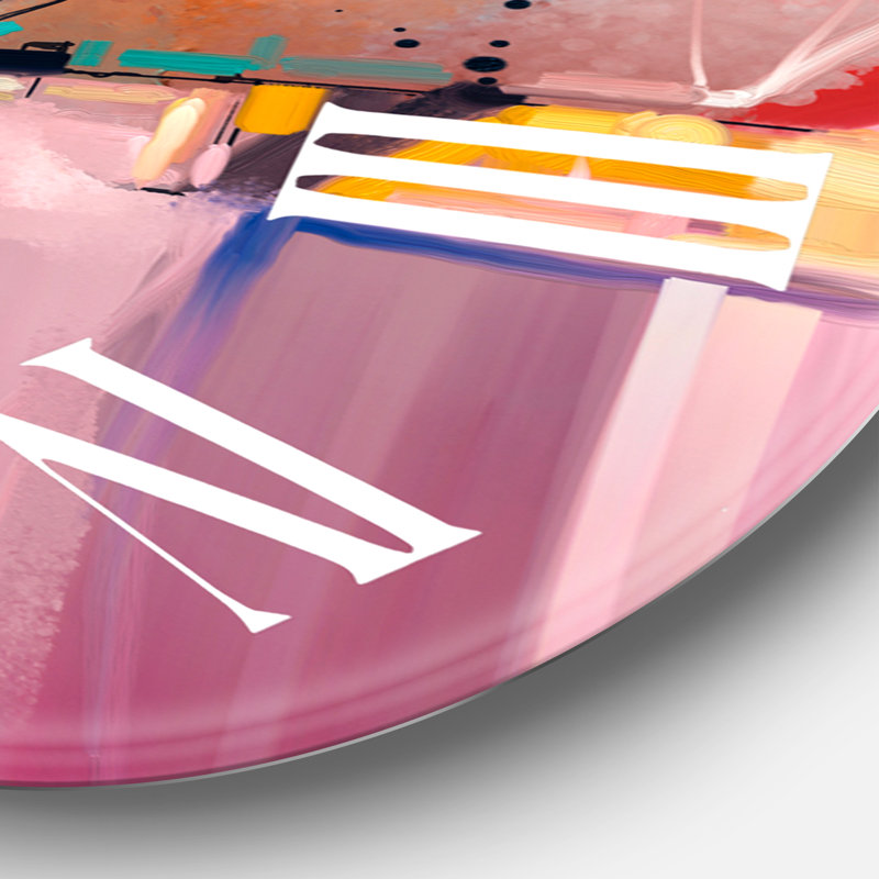Composition abstraite en acrylique orange et rouge - Horloge murale moderne, Surdimensionné
