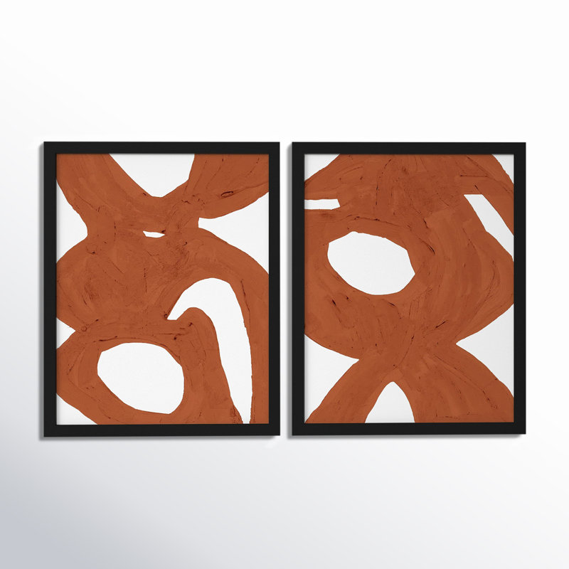 Copper Harmony Set Of 2 by Andrea Stokes, 20" H x 32" W x 1.25" D, Black Framed