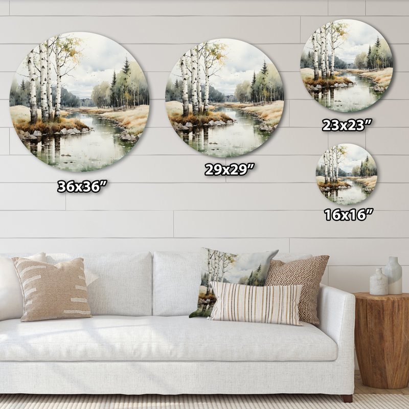 Birch Woods Birch Haven - Art floral rond en métal, H 16 po x l 16 po x P 1 po