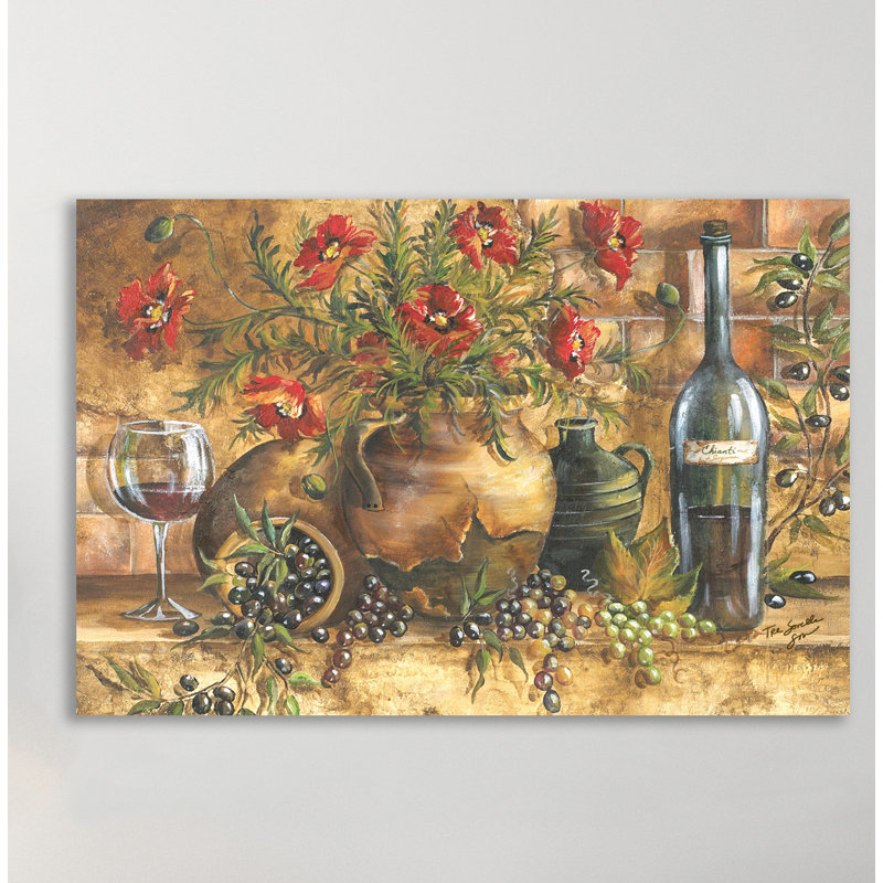 «Tuscan Kitchen Red Poppies», reproduction d'art sur toile tendue, H 32 po x l 48 po