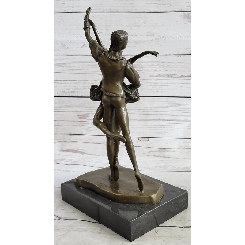 Bronze Ballet Dancers Sculpture on Black Marble Base