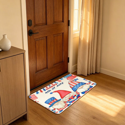 Fourth of July Gnome Themed Happy 4th of July Welcome Mat 20 X 32 In