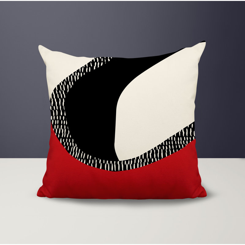 Coussin carré intérieur / extérieur pia, H 15 po x l 15 po, Rouge / noir / blanc cassé