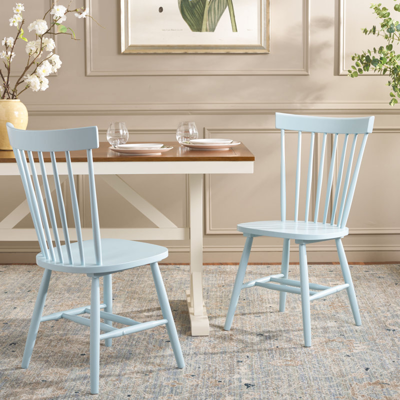 Matanna 17.3'' H Oak Solid Wood Side Chair, Pale Blue