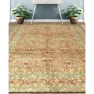 Tapis brun et doré de haute qualité noué à la main