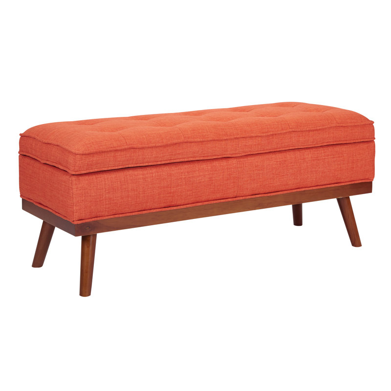 Boyu Polyester Blend Upholstered Storage Bench, Tangerine Polyester Blend