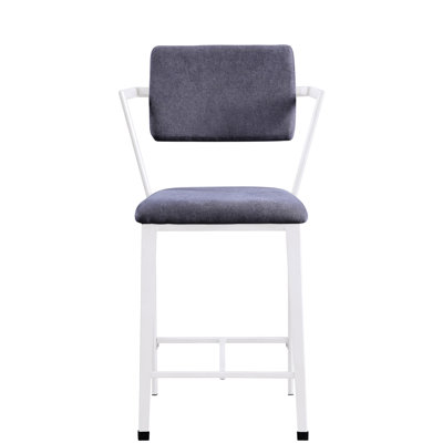 2 Grey And White Counter Height Chair - Iron Frame, Soft Fabric Padding, Ergonomic For Relaxing In Dining Room Chairs ( Of 2) Padded, Construction, Comfortable Seat, Back Support Daily Use Area