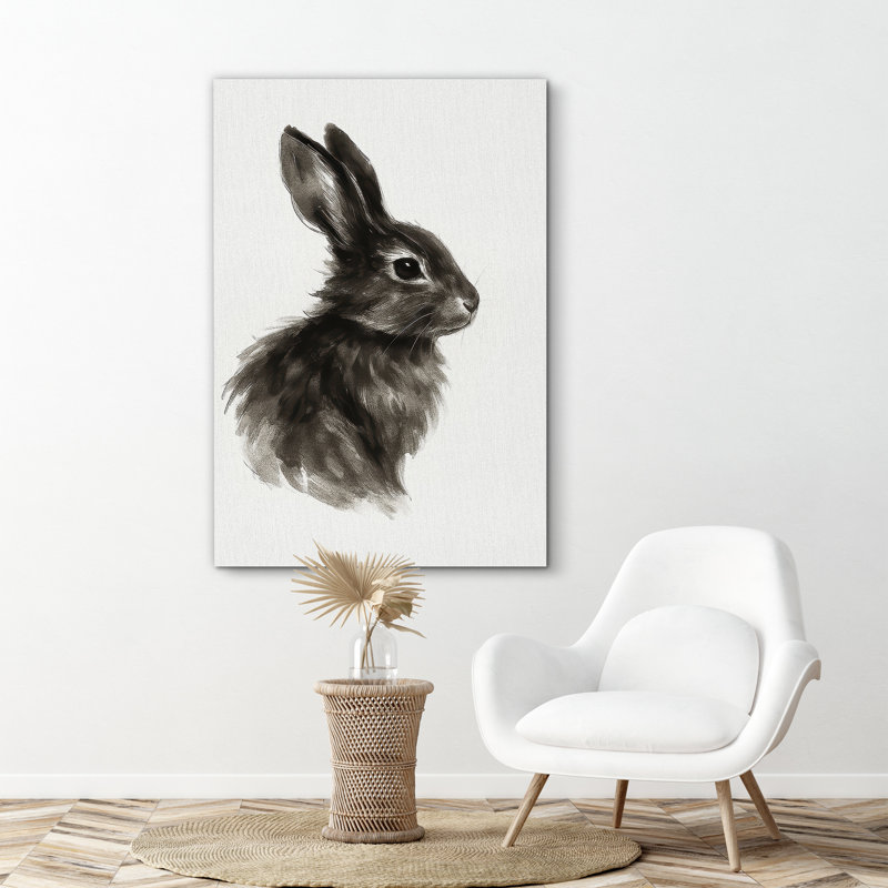 «Black and White Rabbit Art», reproduction d'art sur toile encadrée, H 48 po x l 32 po x P 1,5 po, Toile tendue